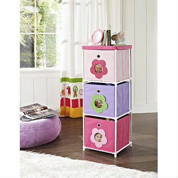 3-Bin Canvas Storage Unit, Pink and Purple